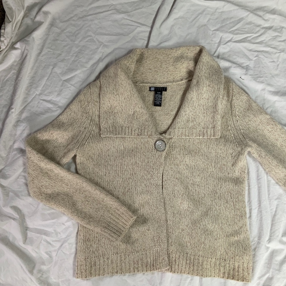 Lambswool/Angora/Nylon Blend Cardigan by Carole Little (size M)